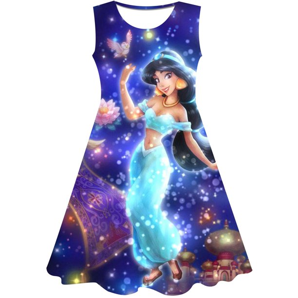 Disney Princess Party Dress up for Girls Halloween Frozen Elsa Jasmine Rapunzel Costume Kids Encanto 3D Clothing Birthday Gift3T Gao Jinjia LED