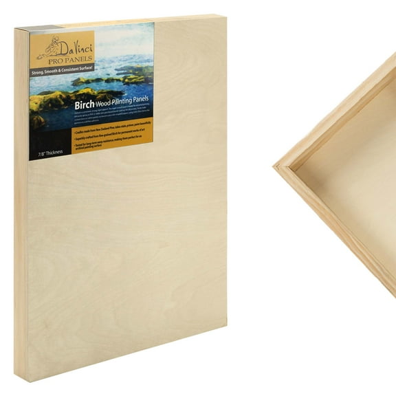 Da Vinci Pro Birch Wood Panel 7/8" Deep – 5x7" - 12 Pack - Fine Textured, Warp Resistant, Lightweight & Rigid – Perfect for Mounting Sanded Pastel or Watercolor Paper, Linen or Canvas
