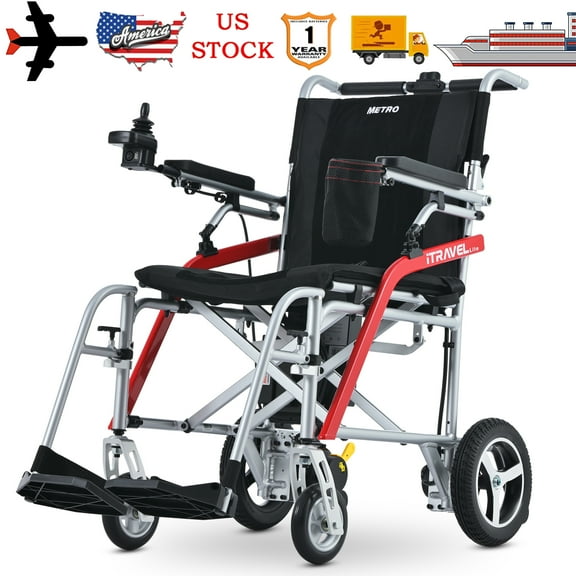 Segmart Lightweight Electric Wheelchair for Adults, 33lbs Travel Size Foldable Intelligent Motorized Wheelchair with Cup Holder & Anti-Tipper, Air Travel Allowed, 220LBS