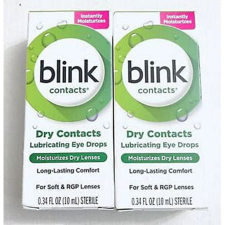 2 Pack,blink Contacts Lubricating Eye Drops for Soft & RGP Lenses 10 mL,01/2024+