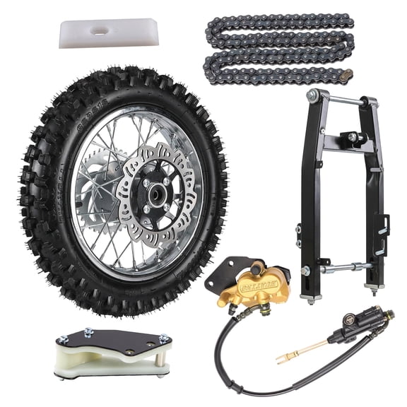 80/100-12 Rear Wheel Assembly with 1.85x12 Rim, Swingarm, Brake Caliper, 420 Chain, Sprocket & Rotor – Fits 12" Rear Wheel Pit Bikes 50cc-160cc Dirt Bike CRF50 XR50 SSR Apollo Taotao Off-Road