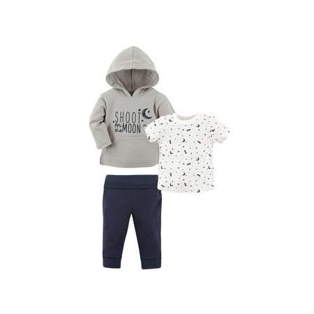 Hudson Baby Toddler Boy Hoodie, T-Shirt & Pants, 3pc Outfit
