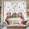 thumbnail image 2 of Swag Curtains Valances for Windows, Merry Christmas Short Kitchen Window Curtains Over Sink, Coffee Cup Gingerbread Man Cafe Curtains Panel Set Of 2,Rod Pocket, 36 Inches Length White, 2 of 8