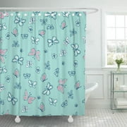 KSADK Butterflies in Bright Pastel Colors for Children Baby Red Pink Aqua Mint Bathroom Shower Curtain 60x72 inch