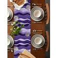 thumbnail image 2 of Purple Ombre Table Runner Cotton Linen 120 Inch Holiday Dresser Scarves, Abstract Art Moire Ocean Waves Tablerunner for Kitchen Coffee Dining Bedroom Home Living Room Dinner Scarf Décor 13''x120'', 2 of 9