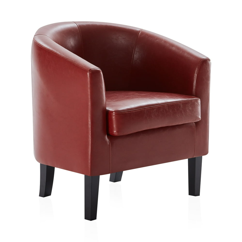 BELLEZE Barrel Chair Tub Club Armrest Faux Leather/ Fabric Walmart