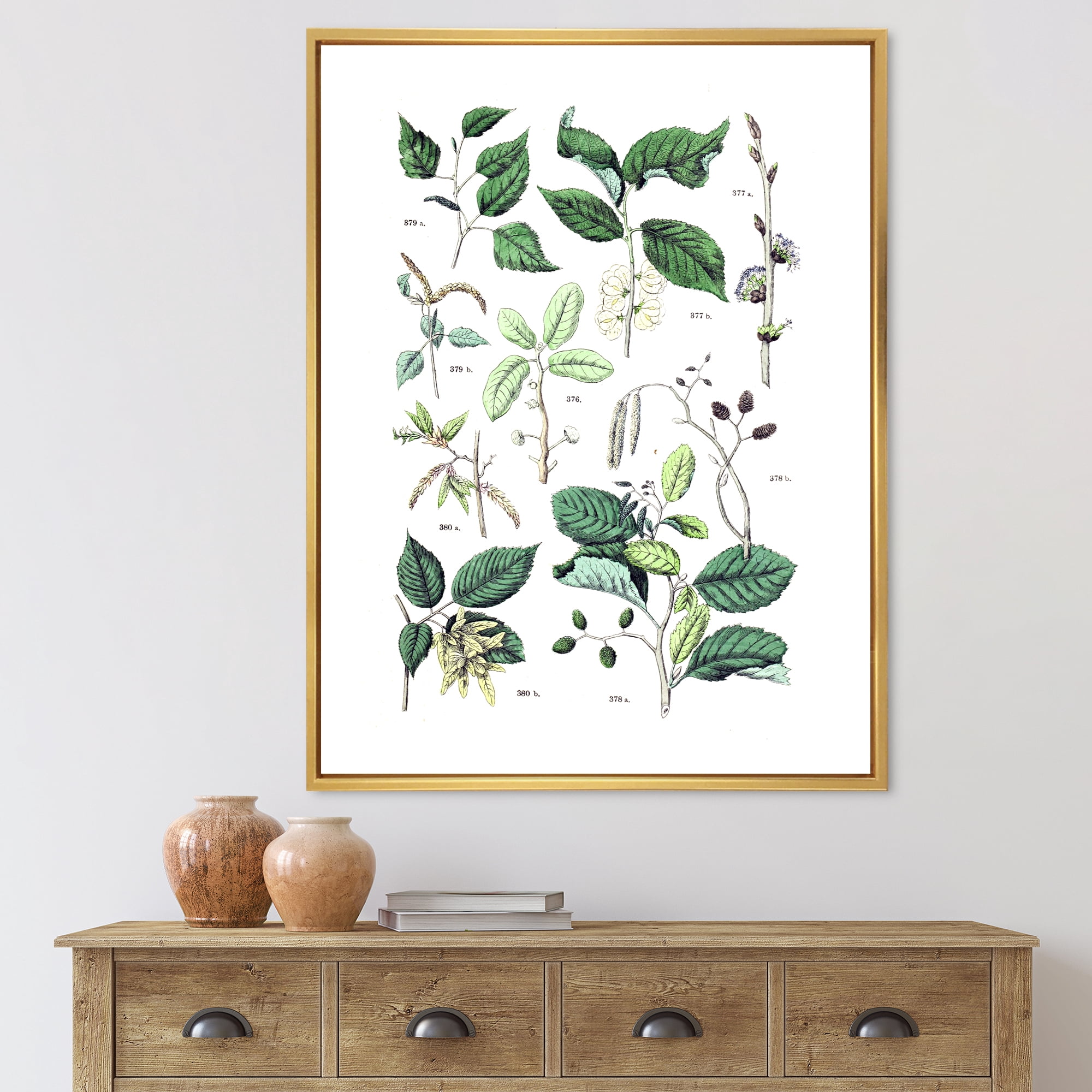 Ancient Botanicals VIII 30 in x 40 in Framed Painting Canvas Art Print, by Designart