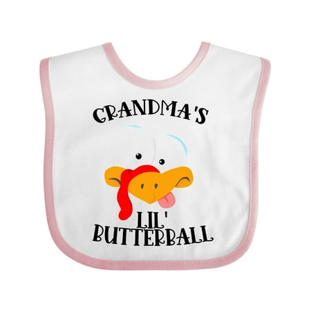 

Inktastic Thanksgiving Grandma s Lil Butterball Cute Turkey Face Gift Baby Boy or Baby Girl Bib