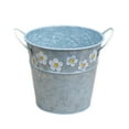 thumbnail image 5 of WHAMVOX Retro Silver Iron Sheet Flower Pot with Handle for Decoration Vintage Style Decor 6.5 Inches Diameter, 5 of 8