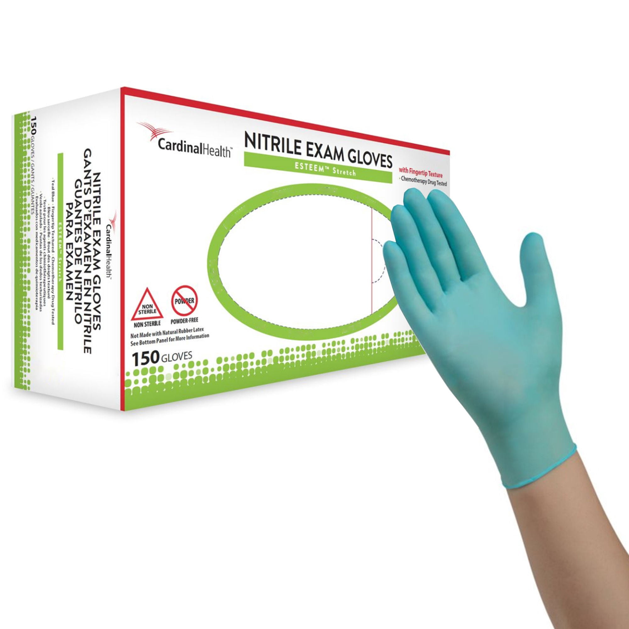 ESTEEM Stretch Disposable Nitrile Exam Glove Standard Cuff Length LARGE 8857NLB 150 per Box