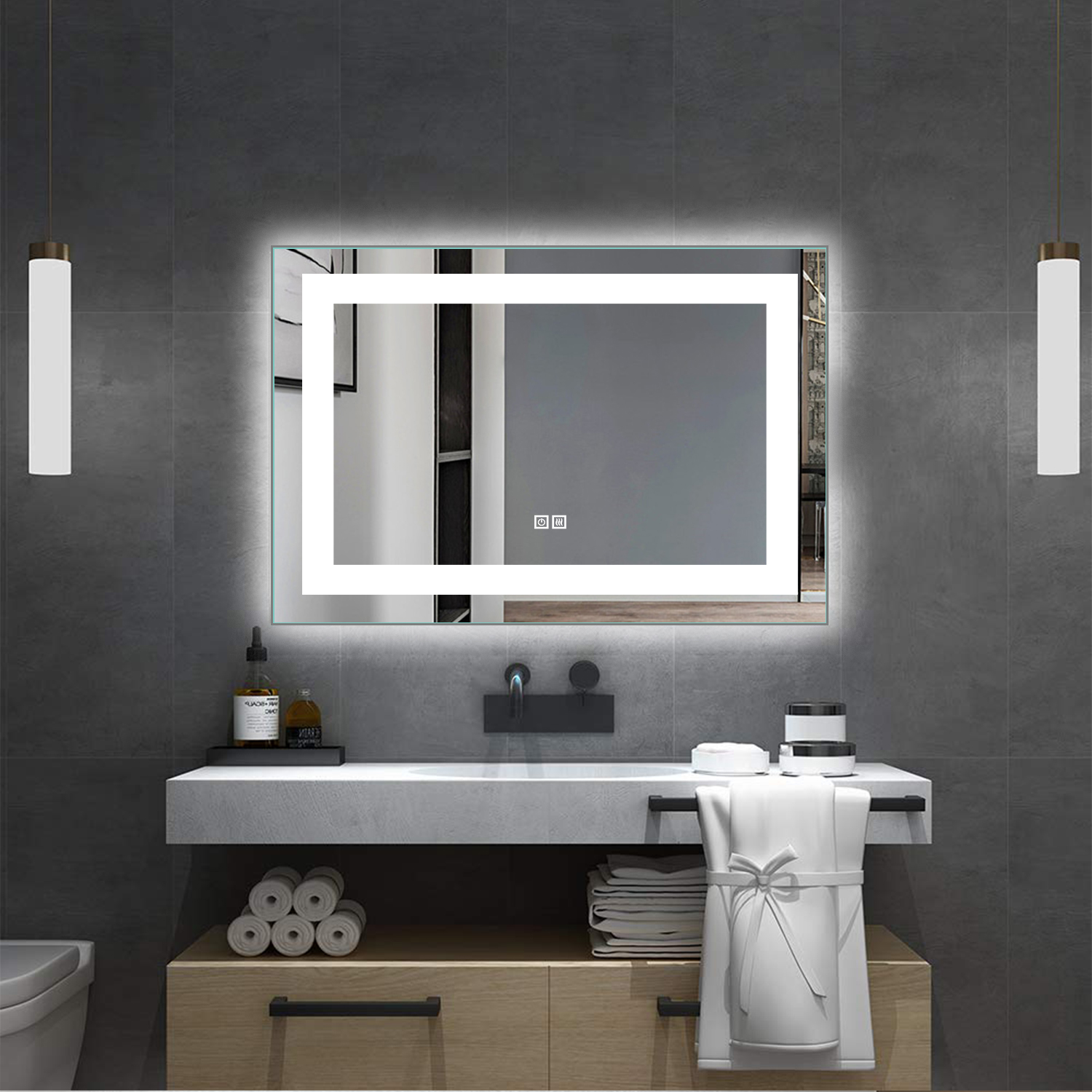 Neutypechic 28" x 36" LED Frameless Lighted Backlit Bathroom/Vanity