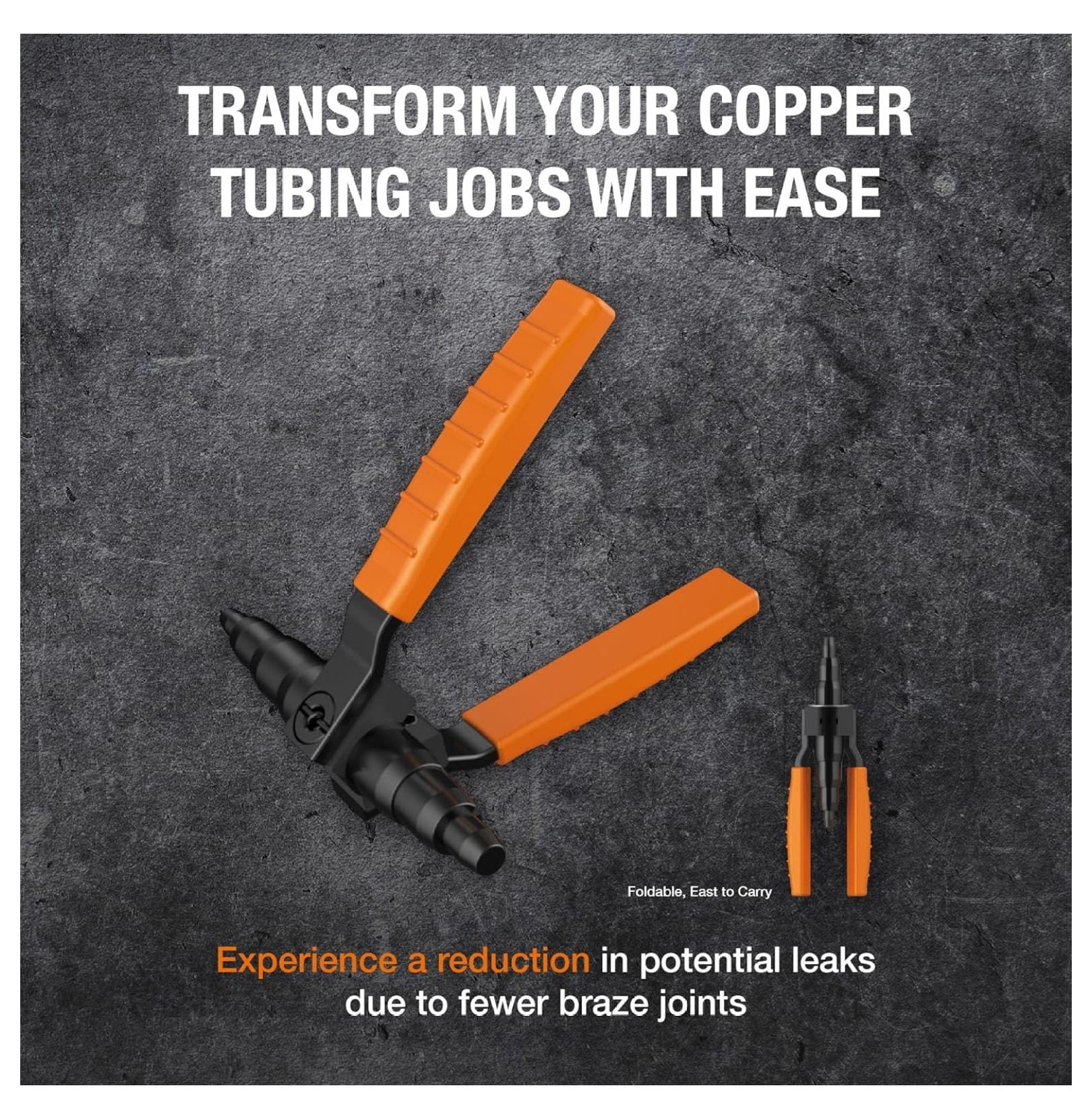 NTE7 Manual Tubing Expander | Foldable Swaging Tool | Copper Tubing 3/8", 1/2", 5/8", 3/4", 7/8" OD | 1 Year Warranty