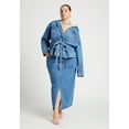 thumbnail image 3 of ELOQUII Women's Plus Size Denim Jacket With Cinched Waist, 3 of 3