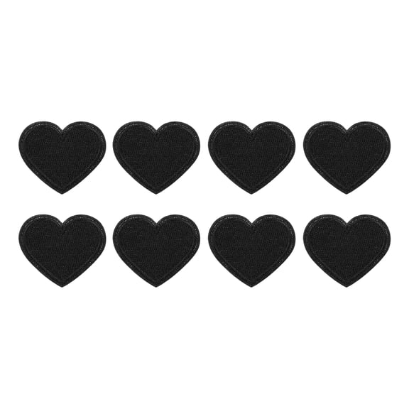 Uxcell 8Pack Iron on Heart Patches Sew on Heart Embroidered Patches, 40mm Black