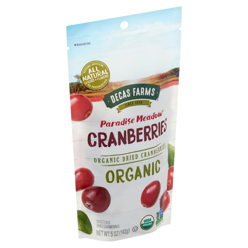 Decas Farms Organic Dried Cranberries, 5 oz