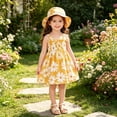 thumbnail image 5 of Mifsaly 2 Piece Dress Sets for Toddler Girls Cute Heart Print Smocked Sleeveless Sundress and Bucket Hat Cute Summer Beach Vacation Casual Matching Outfits, 5 of 9