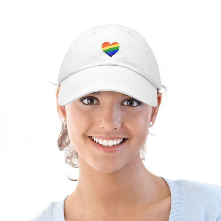 DALIX Rainbow Heart Hat Embroidered Mens Womens Baseball Cap in