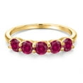 thumbnail image 3 of Gem Stone King 1.25 Ct Round Red Created Ruby 18K Yellow Gold Plated Silver Ring, 3 of 6