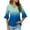 Blue, variant on tklpehg Womens Fall Fashion 2025 V-Neck Flared Mid-length Tops Going Out Tops 3/4 Sleeve Tops Fall Clothes Leisure Comfortable Gradient Printed Womens Clothes Blouses Pullover Green L