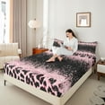 thumbnail image 4 of Homewish Cheetah Print Girl 3pcs Twin Sheet Sets,Black Pink Twin Fitted Sheet,Bling Glitter Breathable Flat Sheet,Microfiber Bedroom Decor, 4 of 7