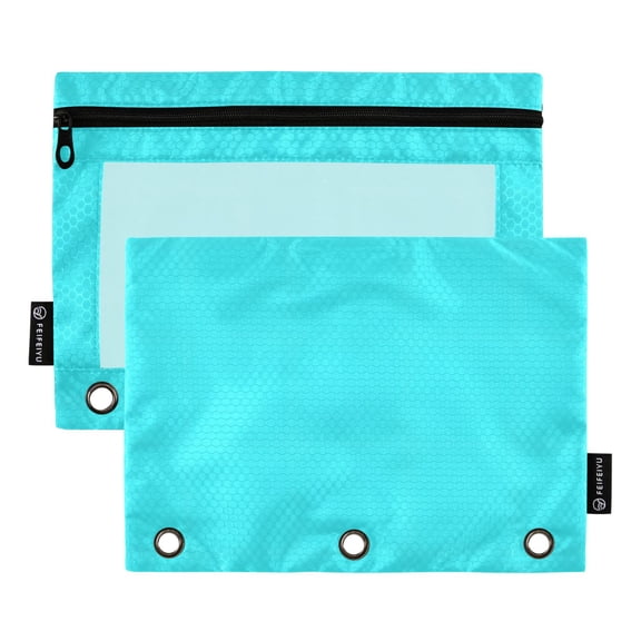 ALAZA 2 Pack Pencil Pouch Turquoise Pencil Case for 3 Ring Binder Clear Window Pencil Bag Organizers