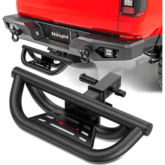 Pre-Owned Nilight Universal Hitch Step Textured Black Drop Trailer Hitch Step Fit 2 Inch Receiver with Hitch Lock Stabilizer Towing Bar Rear Bumper Guard Rated up to 350 Lbs for Pickups Trucks Vans