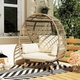 thumbnail image 6 of EastVita Single Standing Egg Chair Outdoor Patio Egg Chair with Cushions Metal Frame Stand Suitable for Balcony Terrace Living Room Beige, 6 of 7