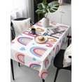 thumbnail image 6 of Boho Colorful Rainbow Table Cloth, Waterproof Tablecloth for Rectangle Tables, Cartons Rainbows BIG SISTER Text Reusable Washable Fabric Table Cover for Restaurant Kitchen Dining Tables 54"x108", 6 of 9