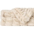 thumbnail image 4 of Chanasya Ruched Royal Faux Fur Throw Blanket - Fuzzy Plush Elegant Blanket for Sofa Chair Couch and Bed with Reversible Velvet Blanket (50x65 Inches) Off White, 4 of 9