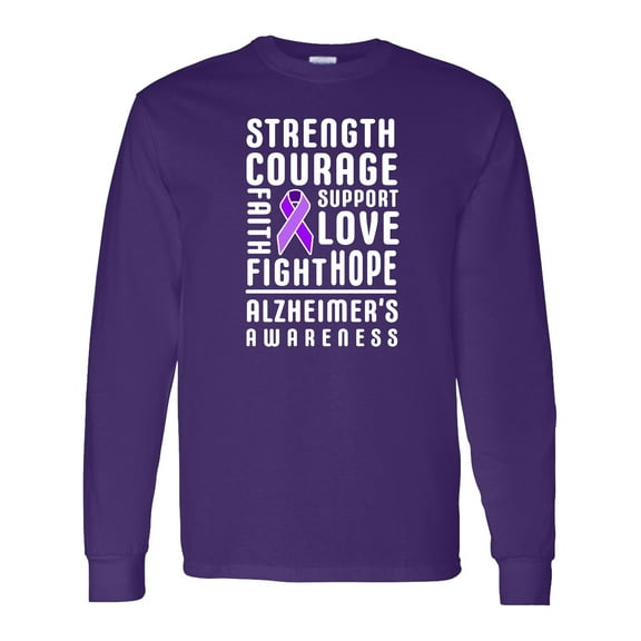 Inktastic Alzheimer's Awareness Strength Support and Courage Long Sleeve T-Shirt