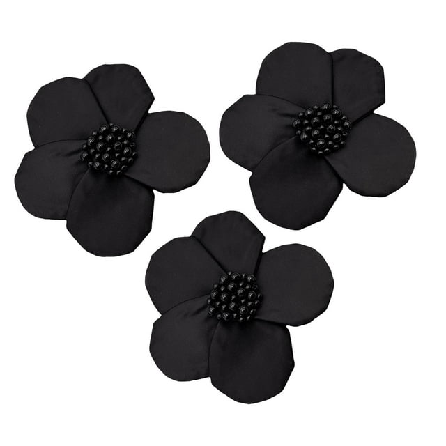 Abbracc 3 Pieces Flower Beaded Patches Applique Embroidery Patch DIY Sewing Tool Sew On Black