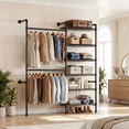 thumbnail image 5 of ROGALIS L2 Wall Mounted Clothes Rack, Industrial Pipe Closet Organizers System with 2 Telescopic Rod & 6 Shelves, 5 of 8
