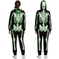 thumbnail image 5 of Spooktacular Creations Adult Women Men Skeleton Glow in the Dark Dress Pajama Jumpsuit for Halloween Costume, Trick or Treat, Themed Party-S, 5 of 7