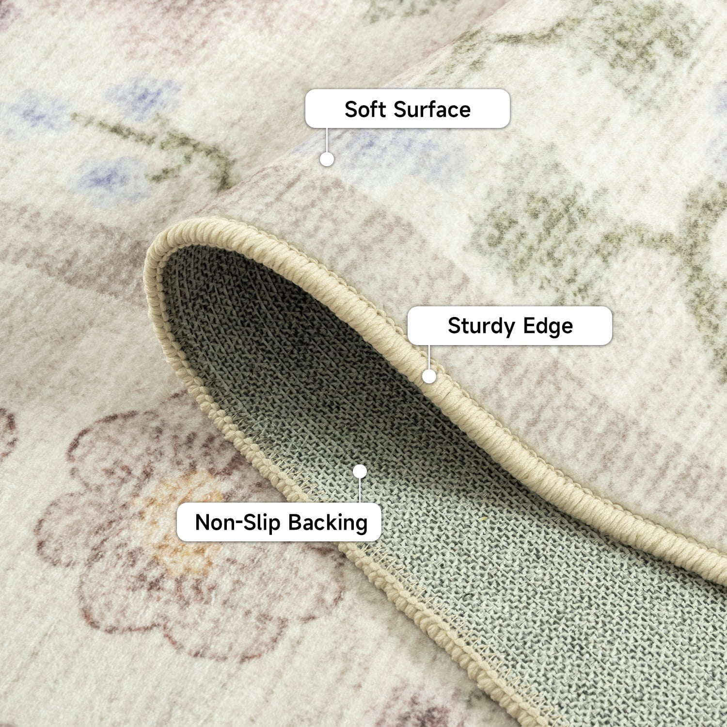 Wondo Washable Area Rug 5x8 - Traditional Floral Living Room Rug Stain Resistant Soft Bedroom Rug, For Under Table Living Room Indoor Rug, Beige