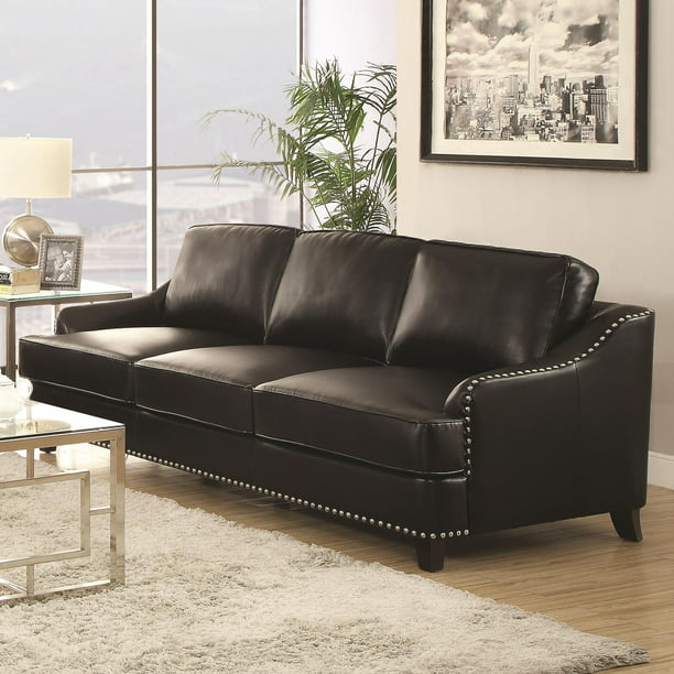 Coaster 504841 Layton Sofa In Black Bonded Leather With