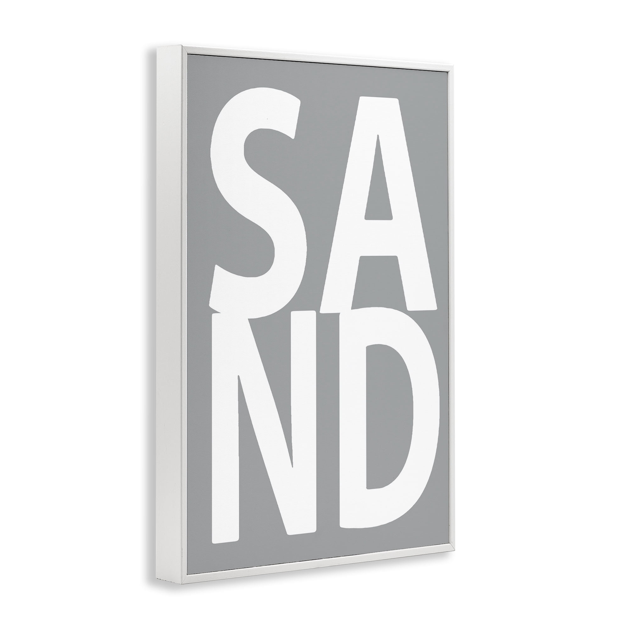 Stupell Industries Sand Word on Grey Typography Painting White Framed Art Print Wall Art, 20 x 30