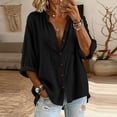 thumbnail image 4 of Sheghy Womens Long Sleeve Tops 100%Cotton Women's Solid Loose Casual Crew Neck Button Down Long Sleeve Cardigan Top with Pockets, 4 of 9