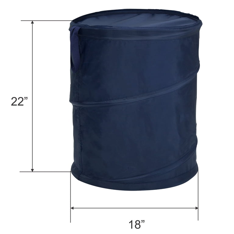 Mainstays Pop-Up Laundry Hamper With Zipper Lid, Blue photo 2