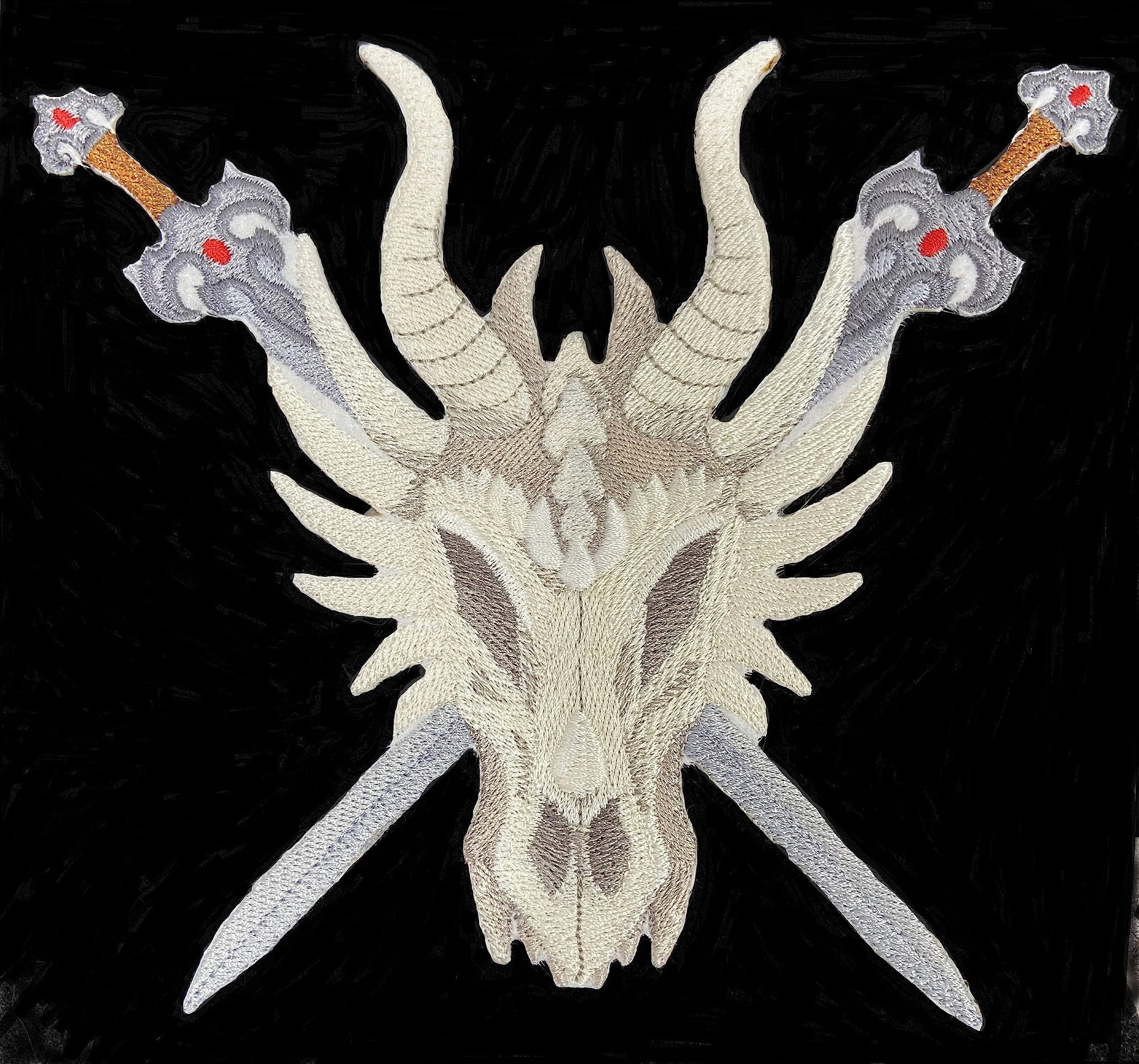 Custom Dragon Skull Embroidery Iron On/Sew Patch (6.61" x 5.87")