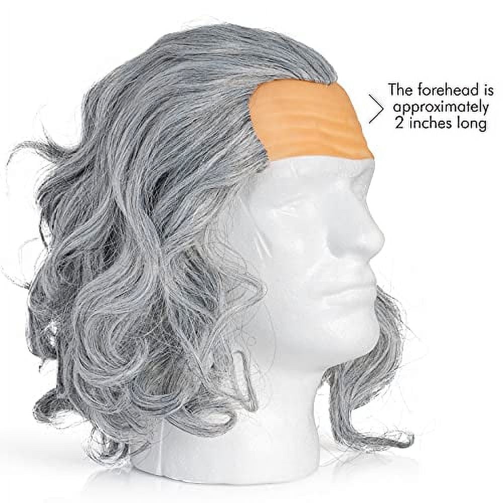 Skeleteen Grey Benjamin Franklin Wig - Receding Hairline Old People Senior Citizen Gray Balding Costume Wigs Dress Up Accessories Head Cap