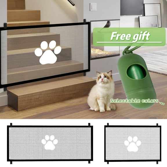 Duty Dog Gate for Stairs & Doorways,Cat Dog Gate Indoor Flexible Pet Gate for Stairs No Drilling Antis Fence, Pet Gates For Wide Openings,Dog Gates for Doorways, Indoor Isolation Net Stair（Black）