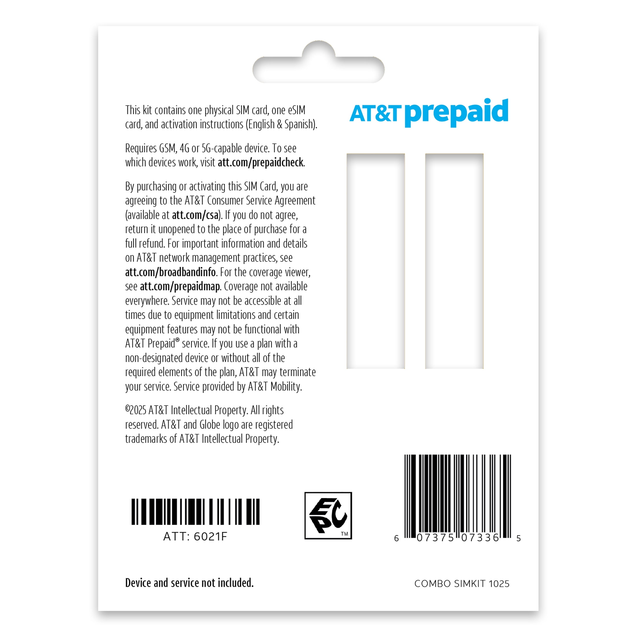 AT&T Prepaid® Combo Physical SIM & eSIM Kit