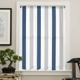 thumbnail image 4 of Navy Blue Striped Semi Sheer Curtains Drapes for Living Room,Bedroom,French Doors Window 63 Inches Long,Geometric Grey White Vertical Stripes Rod Pocket Chiffon Curtain Drapery Voile Draperies Panel, 4 of 6