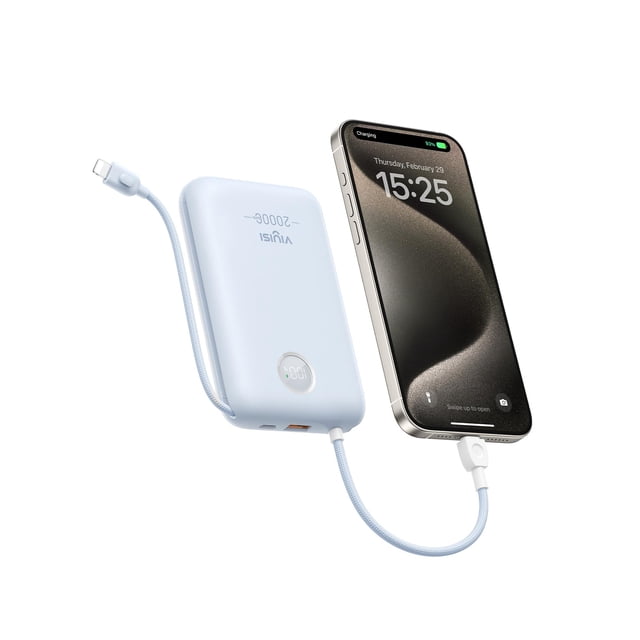 Power Bank VIYISI 20000 mAh 30 W de carga rápida con cables integrados
