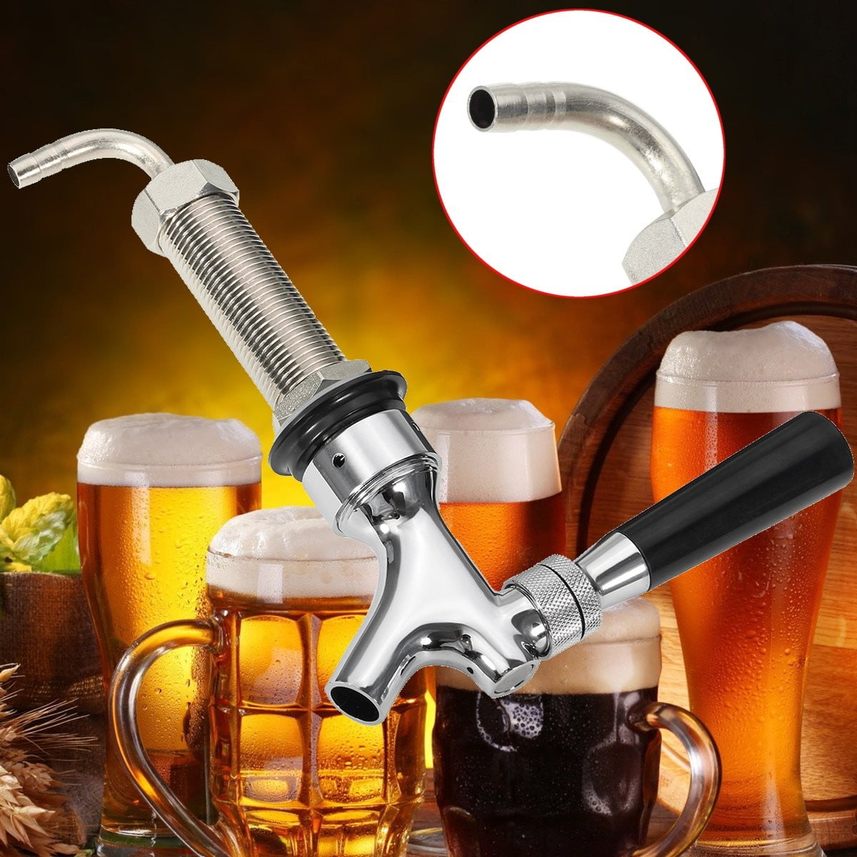 Auto Close Beer Tap Faucet Draft Valve With 80mm Long Shank For