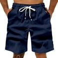 thumbnail image 2 of Ramiter Shorts Men Men's Casual Fashion Pant Short Stripe Printed Lace up Seaside Holiday Shorts Beach Pant Summer Short Dark Blue,3XL, 2 of 4