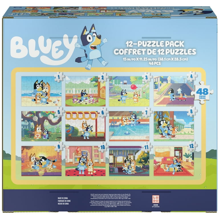 Bluey, 5 Wood Puzzles Jigsaw Bundle with Tray, for Kids Ages 3 and up