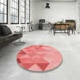 thumbnail image 3 of Ahgly Company Indoor Round Patterned Light Salmon Pink Area Rugs, 5' Round, 3 of 6