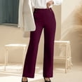 thumbnail image 5 of Women's Wide Leg Dress Pants High Waisted Stretch Work Pants office Business Casual Slacks Pockets Hot Pink L(L), 5 of 6