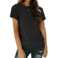 thumbnail image 2 of Siilsaa Womens Short Sleeve Round Neck Shirts Summer Top Fashion Basic Tee Black,2XL, 2 of 5